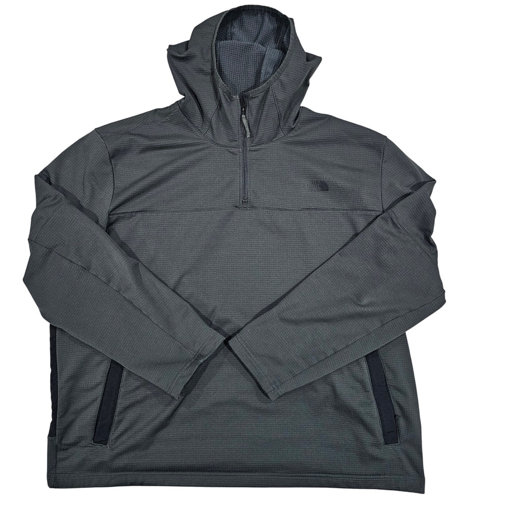 The North Face Mens XXL Gray Quarter Zip Fleece Hoodie Pullover Activewear